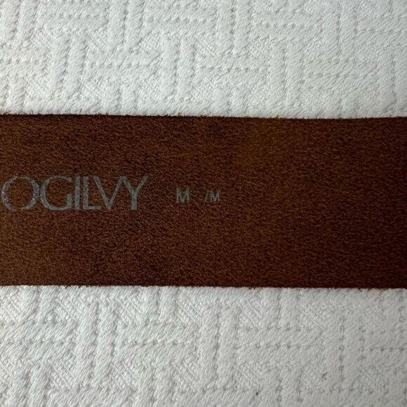 Vintage Oglivy Women’s Medium Silver Buckle Embellished Genuine Leather Belt - Picture 10 of 12